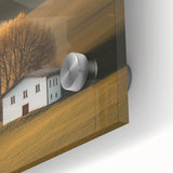 Golden Tree & Cottage Landscape Art – Nature-Inspired Wall Art
