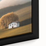 Golden Tree & Cottage Landscape Art – Nature-Inspired Wall Art