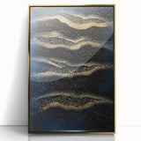Minimalist Wall Décor - Gold & Navy Blue Abstract Canvas Print