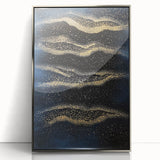 Minimalist Wall Décor - Gold & Navy Blue Abstract Canvas Print