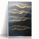 Minimalist Wall Décor - Gold & Navy Blue Abstract Canvas Print