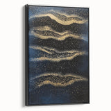 Minimalist Wall Décor - Gold & Navy Blue Abstract Canvas Print