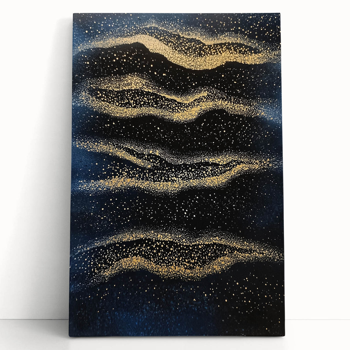 Minimalist Wall Décor - Gold & Navy Blue Abstract Canvas Print
