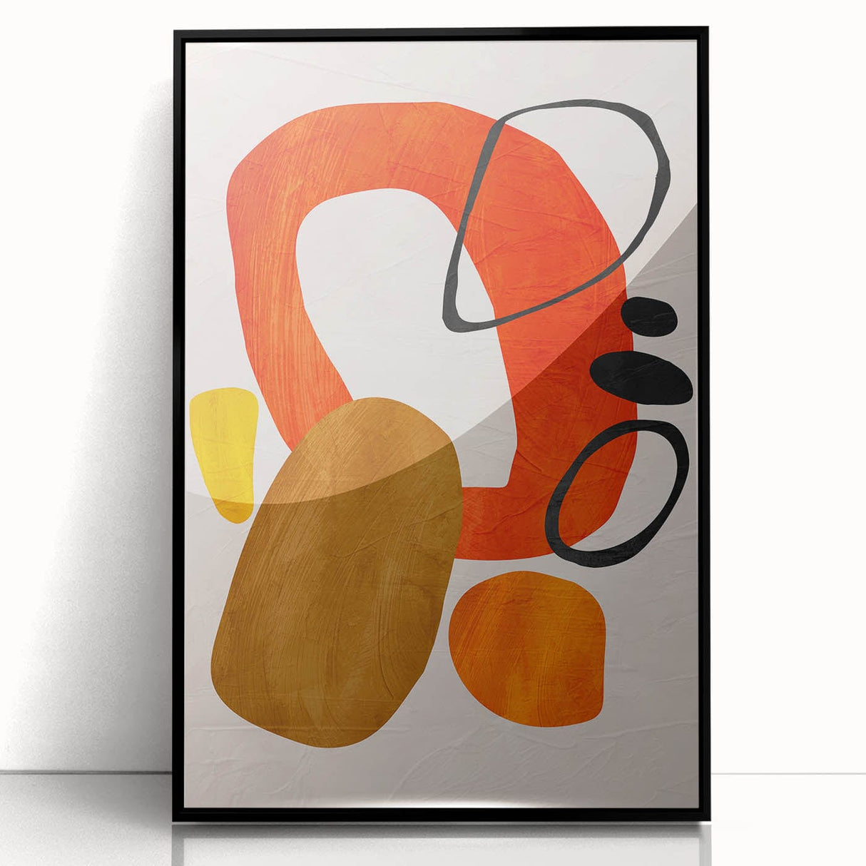 Abstract Wall Art – Moody Modern Canvas in Orange, Gold & Black