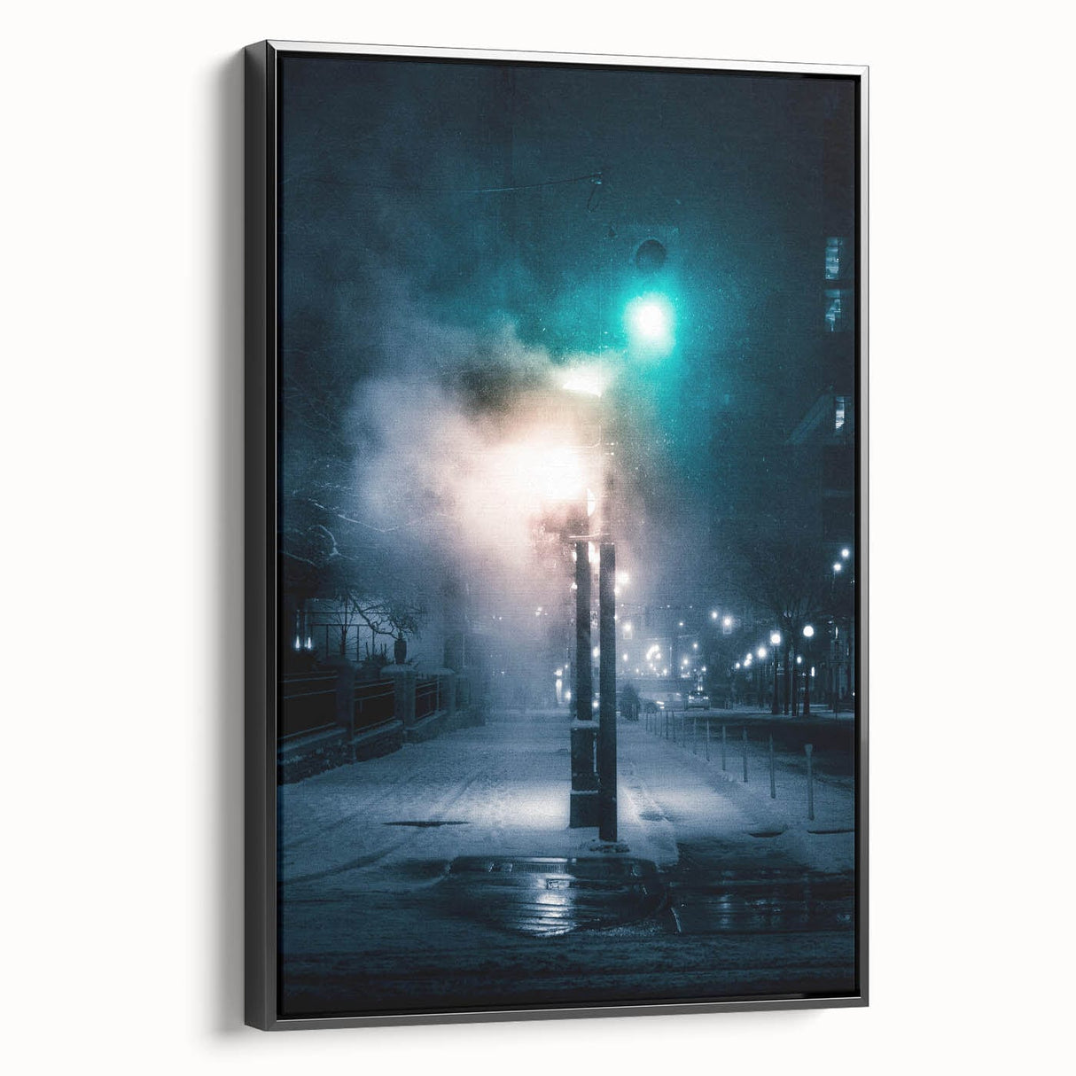 Contemporary City Wall Decor - Moody Winter Urban Scene Print