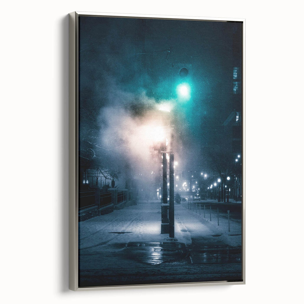 Contemporary City Wall Decor - Moody Winter Urban Scene Print