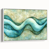 Serene Currents – Abstract Fluid Canvas Art in Blue and Mint Tones