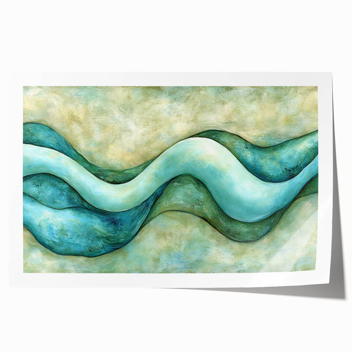 Serene Currents – Abstract Fluid Canvas Art in Blue and Mint Tones