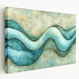 Serene Currents – Abstract Fluid Canvas Art in Blue and Mint Tones