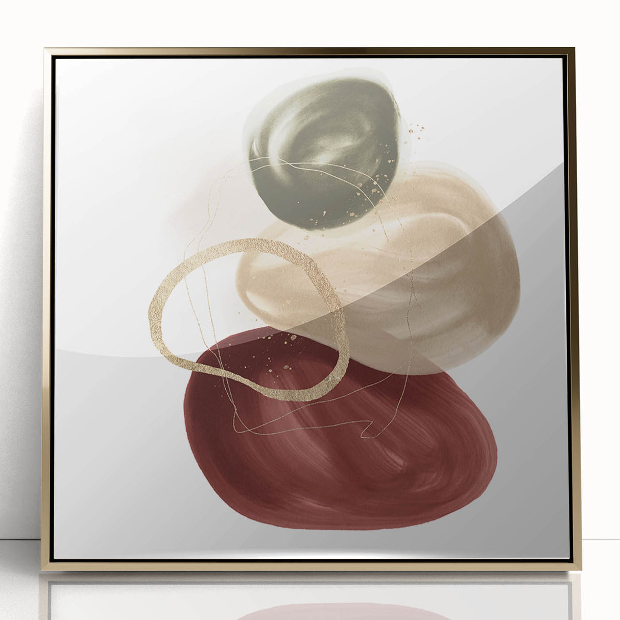 Framed Abstract Geometric Art – Minimalist Wall Art in Earthy Tones