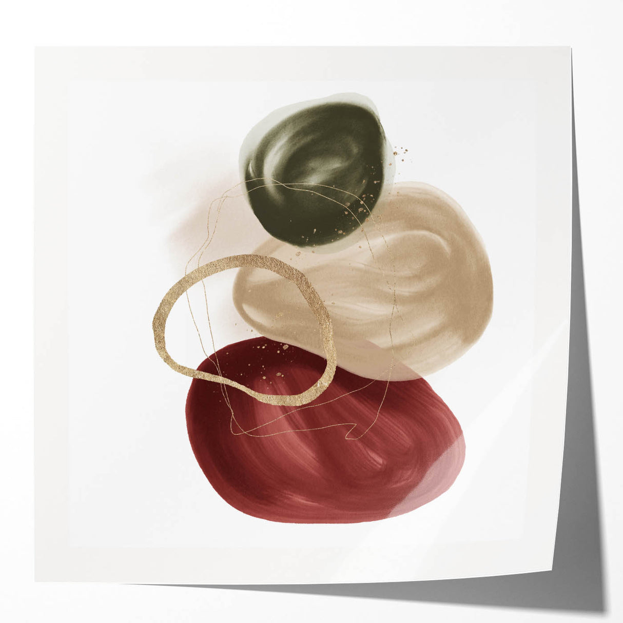 Framed Abstract Geometric Art – Minimalist Wall Art in Earthy Tones