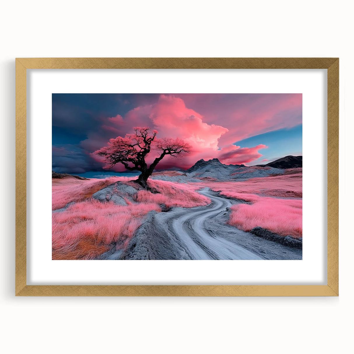 Surreal Pink Tree Landscape – Fantasy Nature Art Print