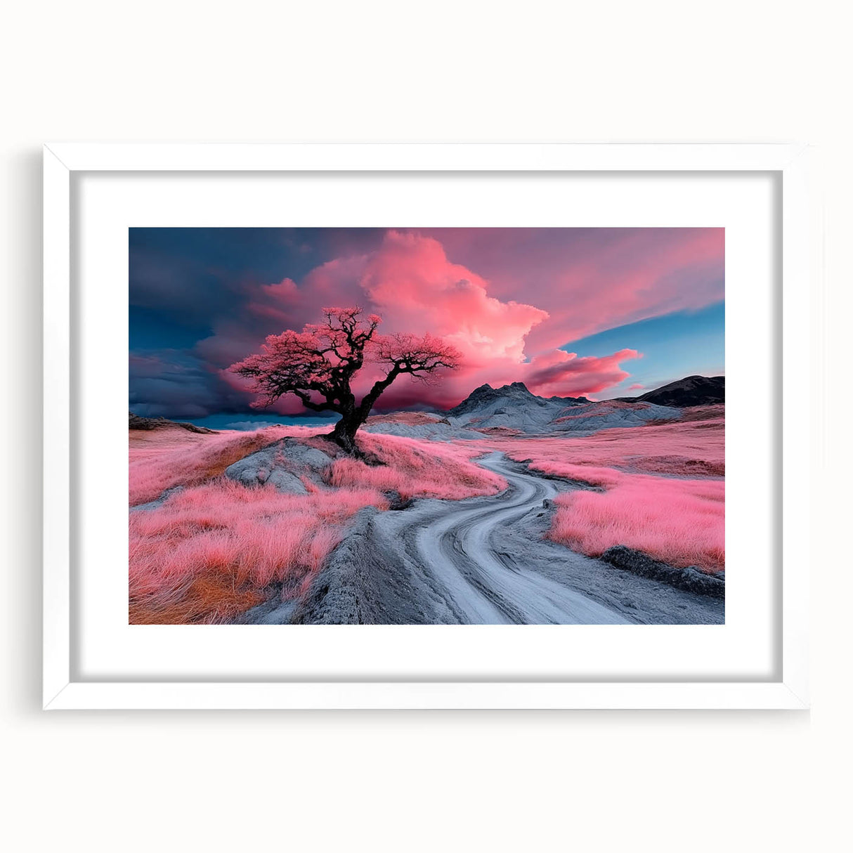 Surreal Pink Tree Landscape – Fantasy Nature Art Print