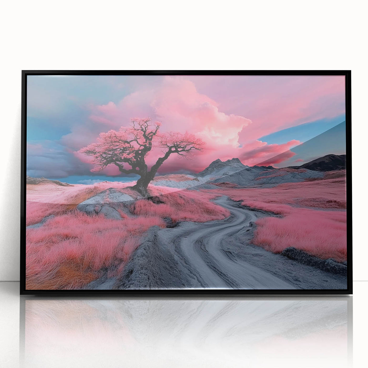 Surreal Pink Tree Landscape – Fantasy Nature Art Print