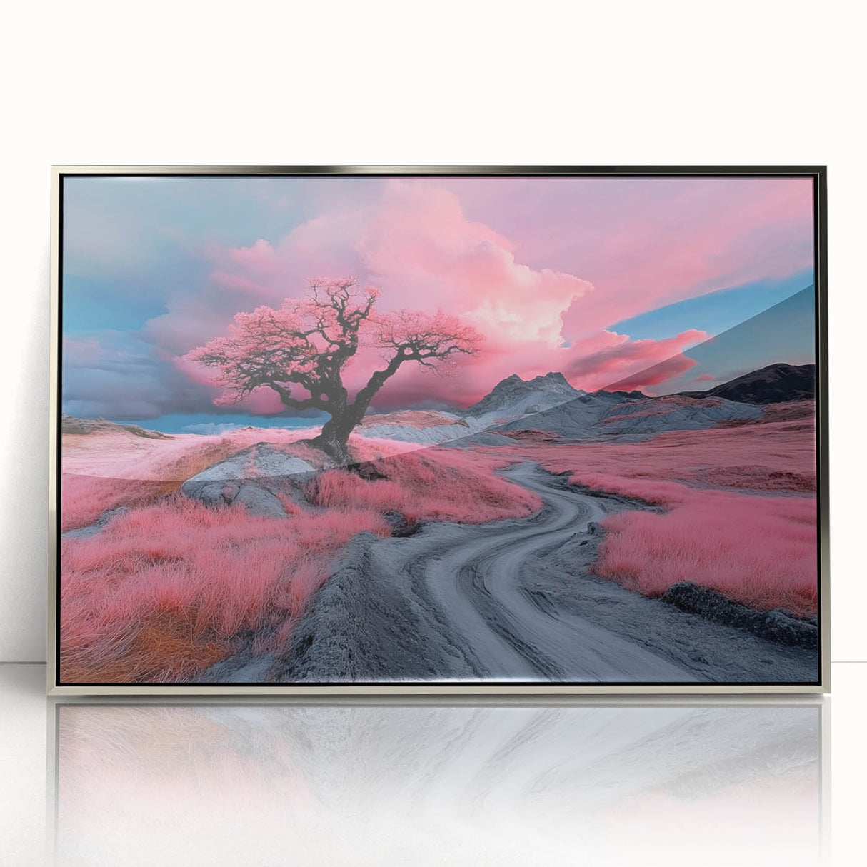 Surreal Pink Tree Landscape – Fantasy Nature Art Print