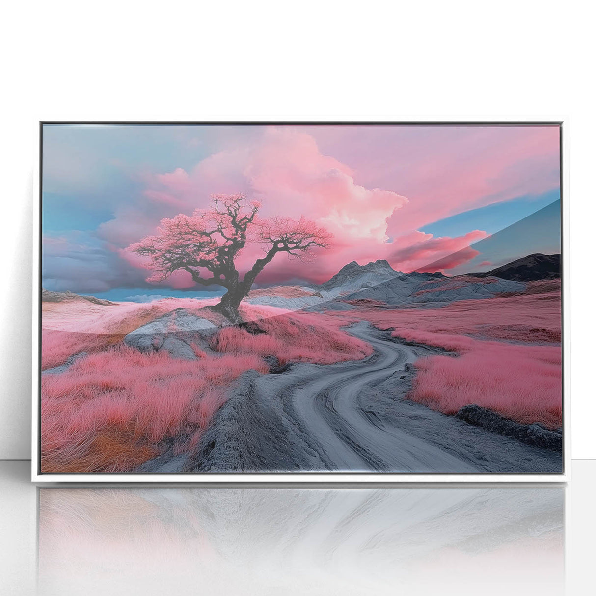 Surreal Pink Tree Landscape – Fantasy Nature Art Print