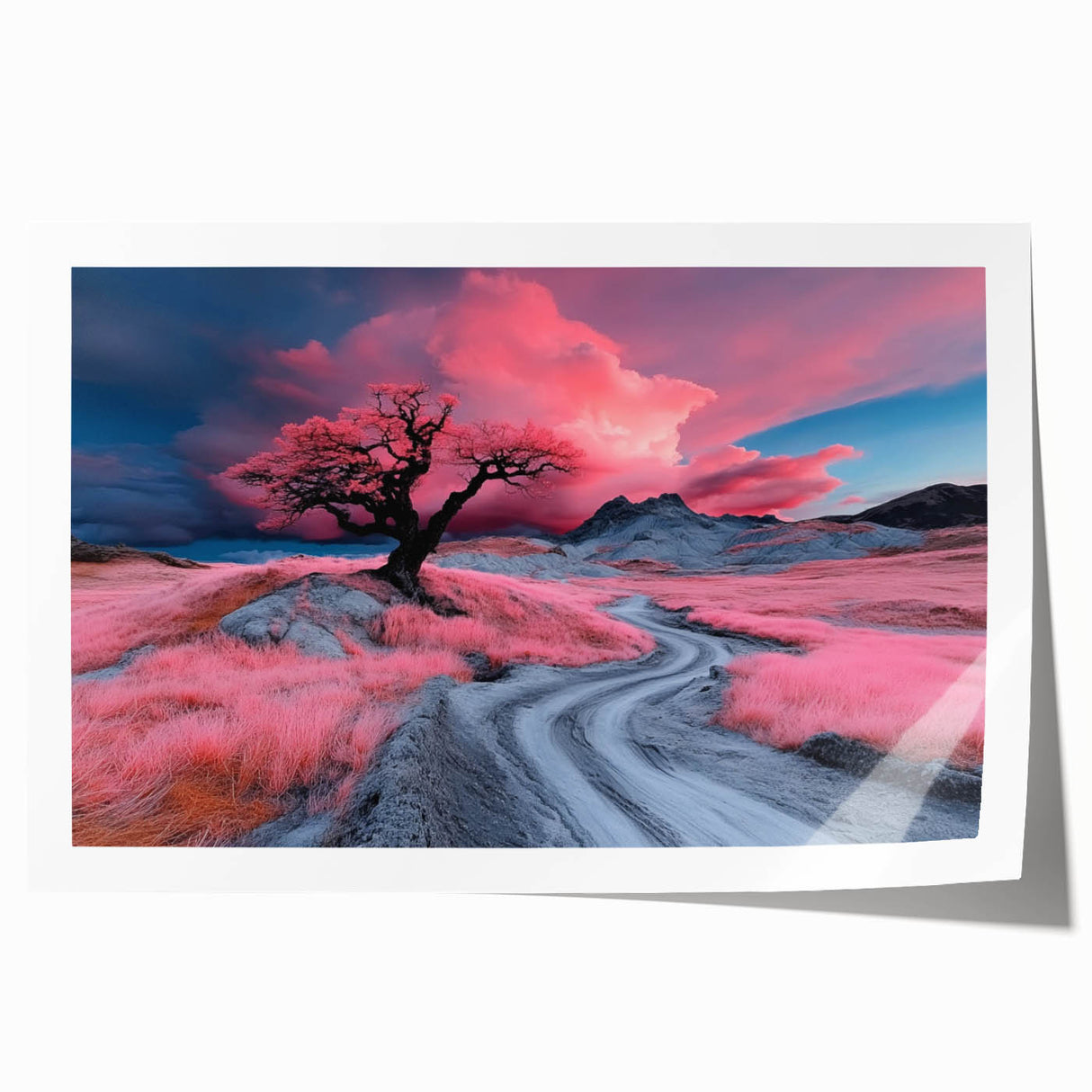 Surreal Pink Tree Landscape – Fantasy Nature Art Print