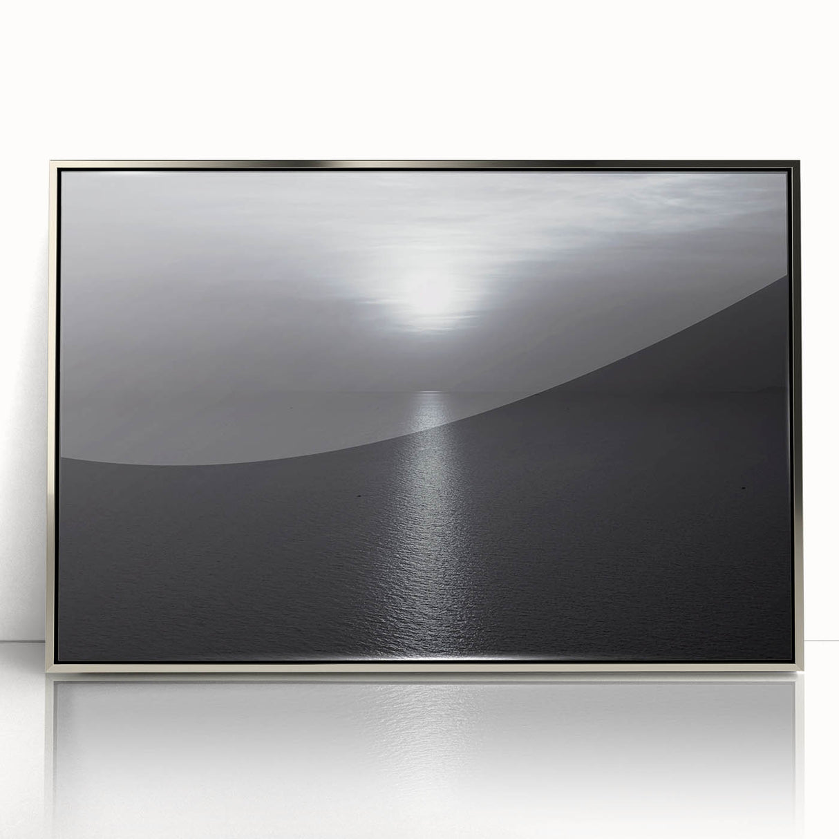 Modern Minimalist Landscape Prints – Monochrome Ocean Horizon