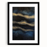 Modern Art Prints - Celestial Gold & Navy Blue Abstract Canvas