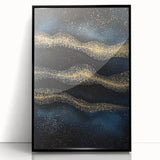 Modern Art Prints - Celestial Gold & Navy Blue Abstract Canvas