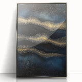 Modern Art Prints - Celestial Gold & Navy Blue Abstract Canvas