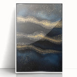 Modern Art Prints - Celestial Gold & Navy Blue Abstract Canvas
