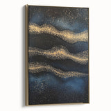 Modern Art Prints - Celestial Gold & Navy Blue Abstract Canvas