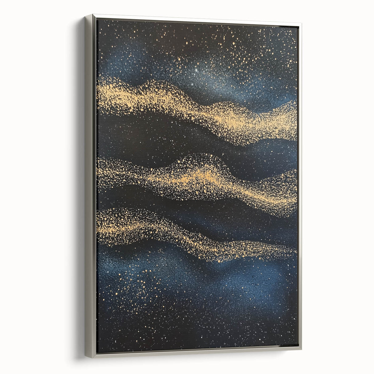 Modern Art Prints - Celestial Gold & Navy Blue Abstract Canvas