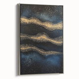 Modern Art Prints - Celestial Gold & Navy Blue Abstract Canvas