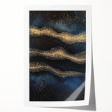 Modern Art Prints - Celestial Gold & Navy Blue Abstract Canvas