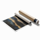 Modern Art Prints - Celestial Gold & Navy Blue Abstract Canvas