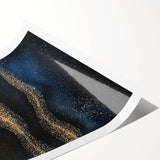 Modern Art Prints - Celestial Gold & Navy Blue Abstract Canvas