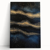 Modern Art Prints - Celestial Gold & Navy Blue Abstract Canvas