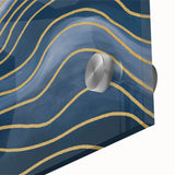 Fluid Abstract Wall Art – Navy Blue & Gold Wave Canvas