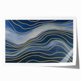 Fluid Abstract Wall Art – Navy Blue & Gold Wave Canvas