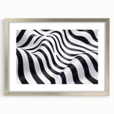 Geometric Abstract Art Prints – Black & White Wave Illusion