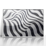 Geometric Abstract Art Prints – Black & White Wave Illusion