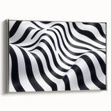 Geometric Abstract Art Prints – Black & White Wave Illusion