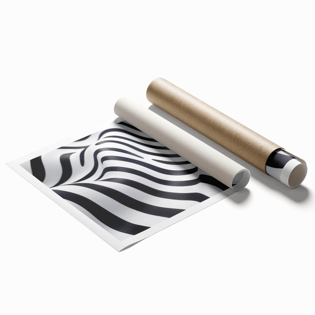Geometric Abstract Art Prints – Black & White Wave Illusion