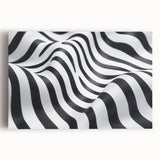 Geometric Abstract Art Prints – Black & White Wave Illusion