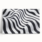 Geometric Abstract Art Prints – Black & White Wave Illusion