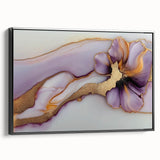 Exclusive Abstract Wall Decor – Elegant Purple & Gold Floral Art