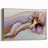 Exclusive Abstract Wall Decor – Elegant Purple & Gold Floral Art