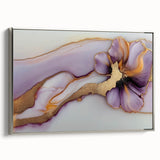 Exclusive Abstract Wall Decor – Elegant Purple & Gold Floral Art