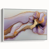 Exclusive Abstract Wall Decor – Elegant Purple & Gold Floral Art