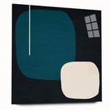 Minimalist Abstract Wall Art - Teal and Black Geometric Print