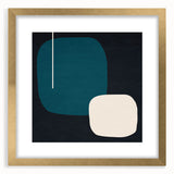 Minimalist Abstract Wall Art - Teal and Black Geometric Print