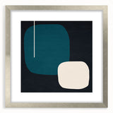 Minimalist Abstract Wall Art - Teal and Black Geometric Print