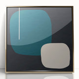 Minimalist Abstract Wall Art - Teal and Black Geometric Print