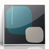 Minimalist Abstract Wall Art - Teal and Black Geometric Print